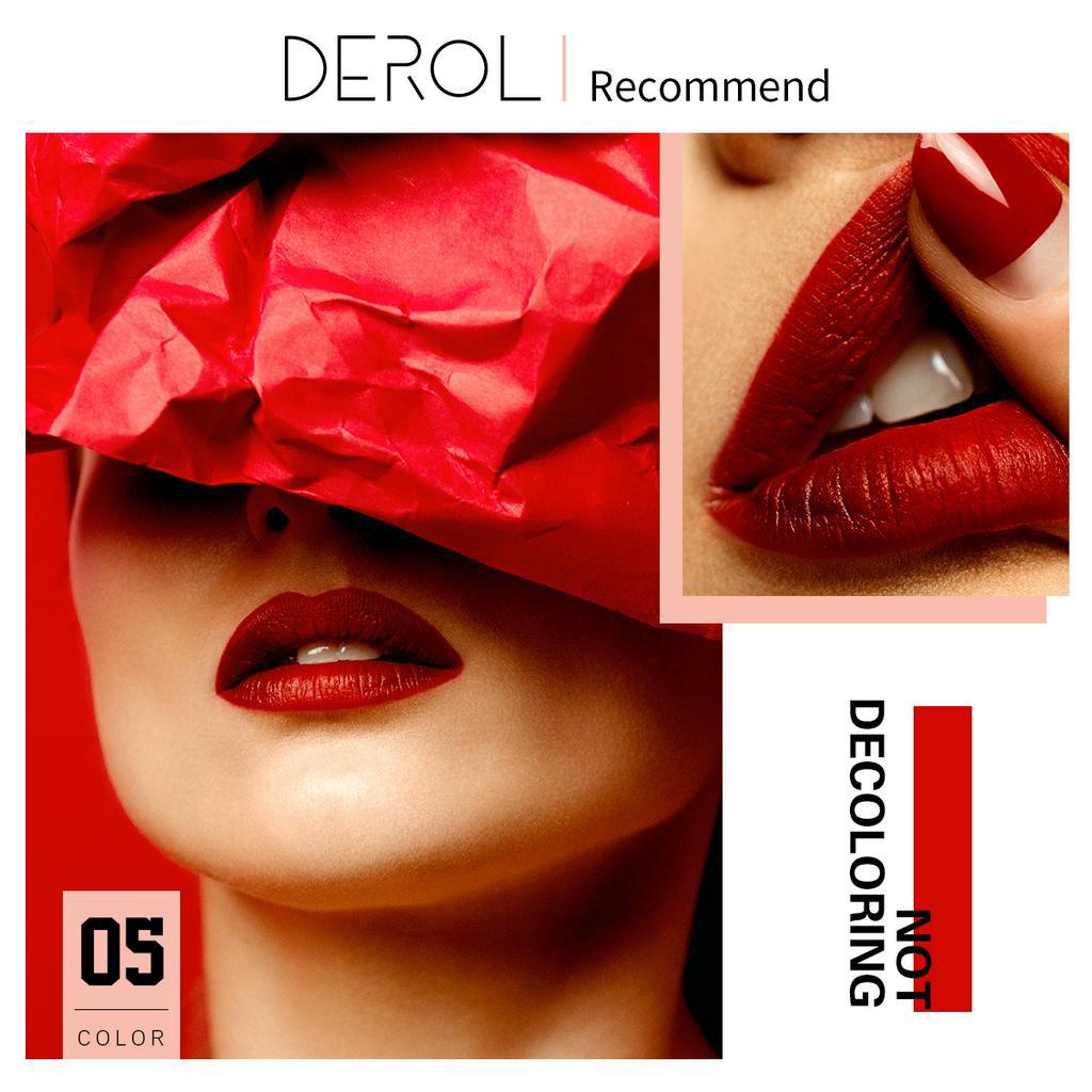[Hàng mới về] Son kem lì DEROL chống nước lâu phai giúp cho đôi môi đầy đặn