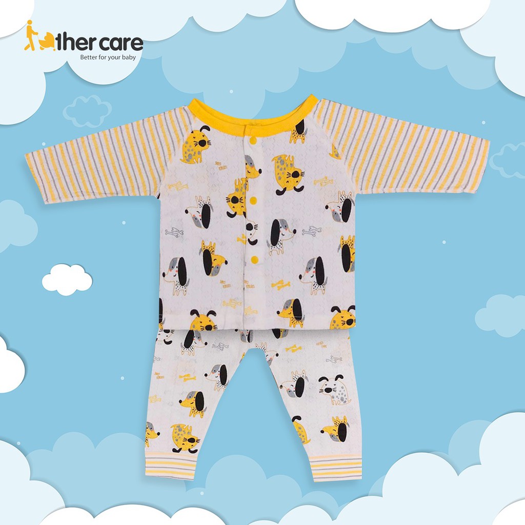 Bộ Quần Áo sơ sinh DT FatherCare Cài Giữa - Họa Tiết Cún Kẻ FC569