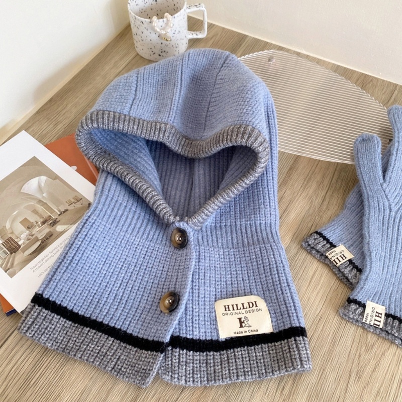 Mũ beanie Trùm Đầu Kiêm Khăn Choàng Cổ Giữ Ấm Tai Họa Tiết One Piece Thời Trang Mùa Đông Cho Nữ