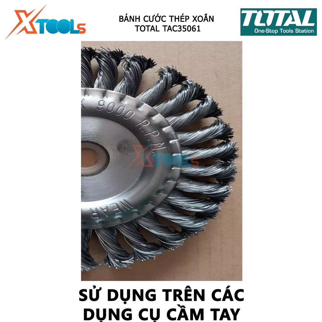 Bánh cước thép xoắn TOTAL TAC35061 bánh mài cước Đường kính 150 mm, Lỗ cốt 25.4 mm, kèm theo vòng tròn sắt 22.2mm &amp; 16mm