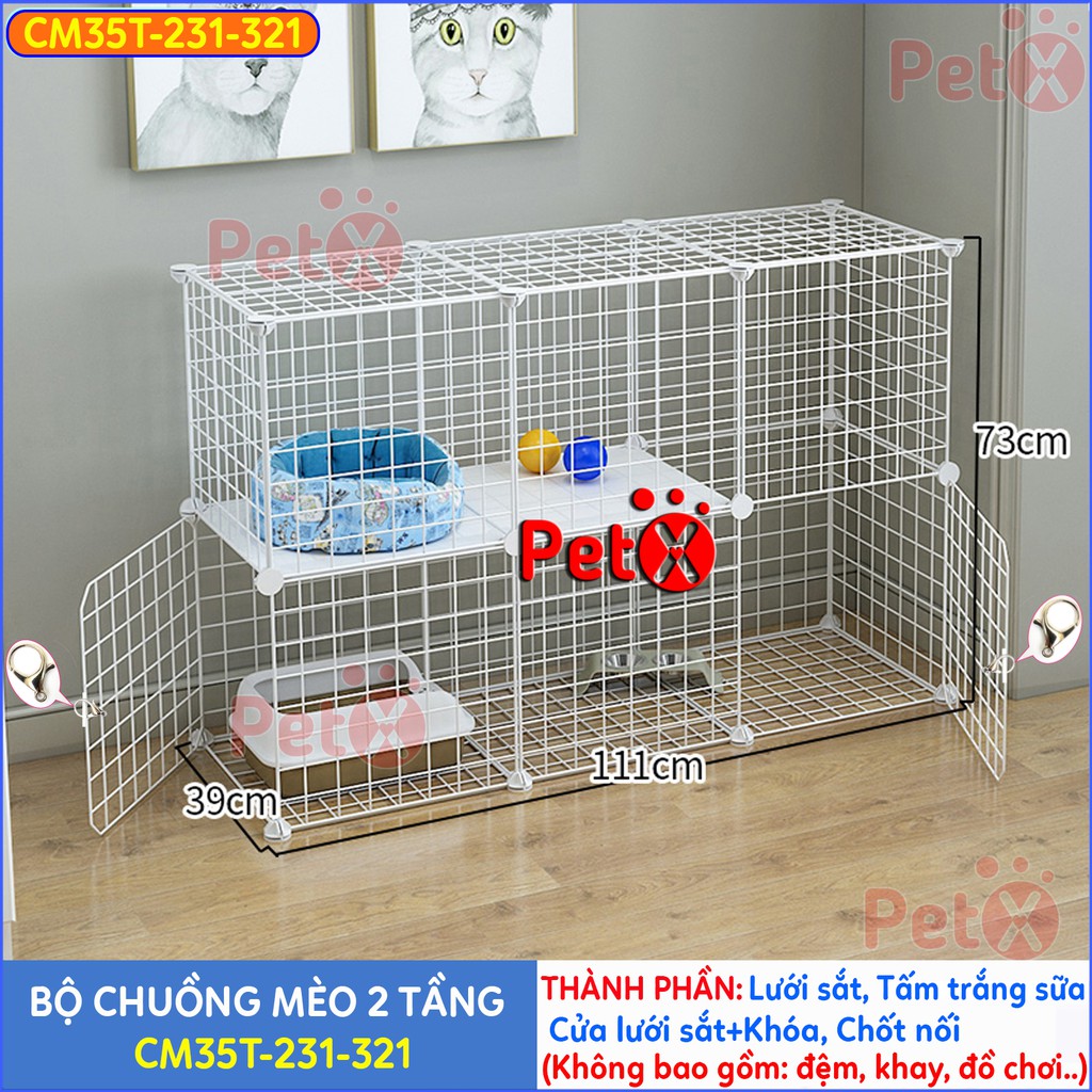 Chuồng mèo 3 tầng 2 tầng giá rẻ đẹp lắp ghép đa năng đơn giản với lưới sắt sơn tĩnh điện làm lồng quây thú cưng