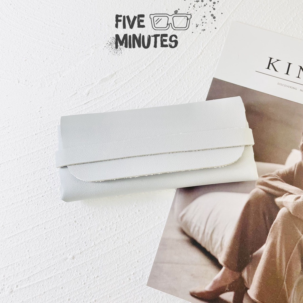 Hộp đựng kính thời trang, ví da đựng kính , chống va đập Fiveminutes tặng kèm khăn lau Hot 2021