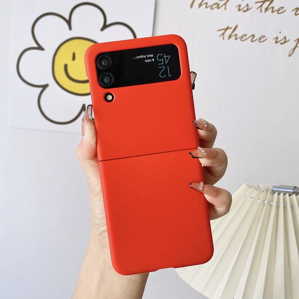 Ốp Điện Thoại Màu Kẹo Trơn Bóng 2 Trong 1 Cho Samsung Galaxy Z Flip 5 4 3