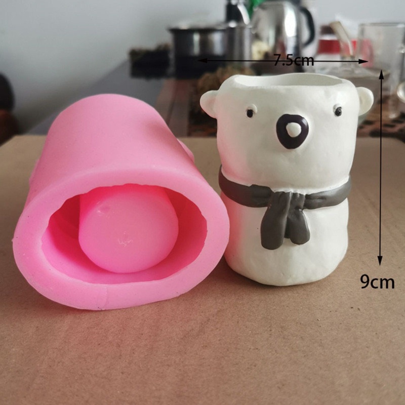 Khuôn Silicone Làm Chậu Cây Hình Chú Gấu Nhỏ DIY