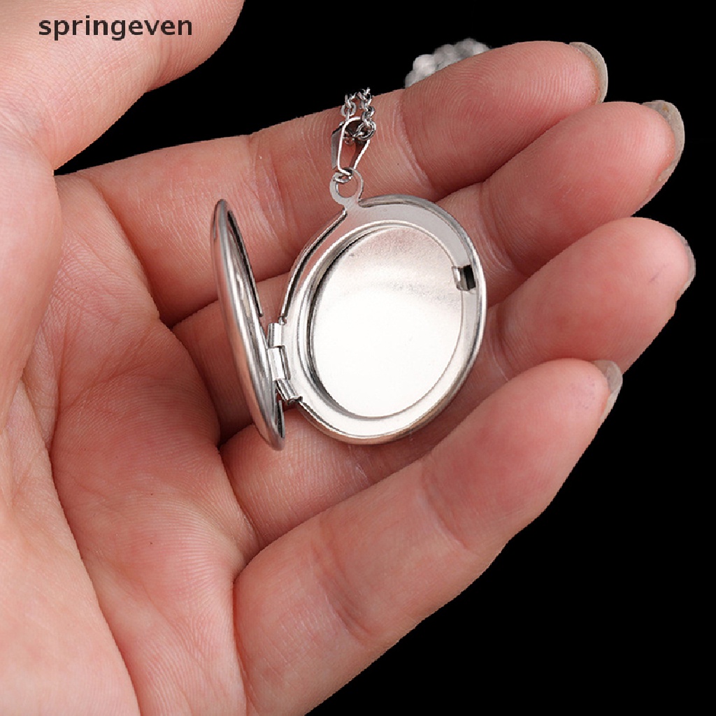 springeven Stainless Steel Photo Locket Necklace 3 Colors Open Round Pendant Necklaces RFT
