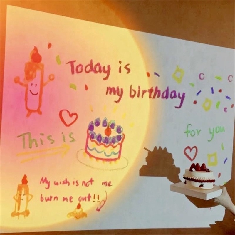 Máy chiếu chữ Happy Birthday mini sáng tạo phong cách Hàn Quốc thích hợp cho trẻ em