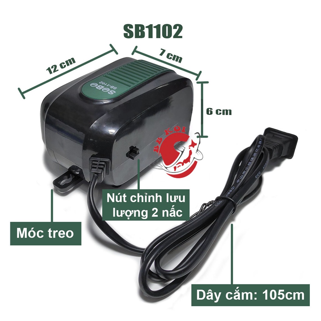 Máy Sục oxy bể cá, máy sủi oxy SOBO SB-1102 1 vòi - Chạy siêu êm