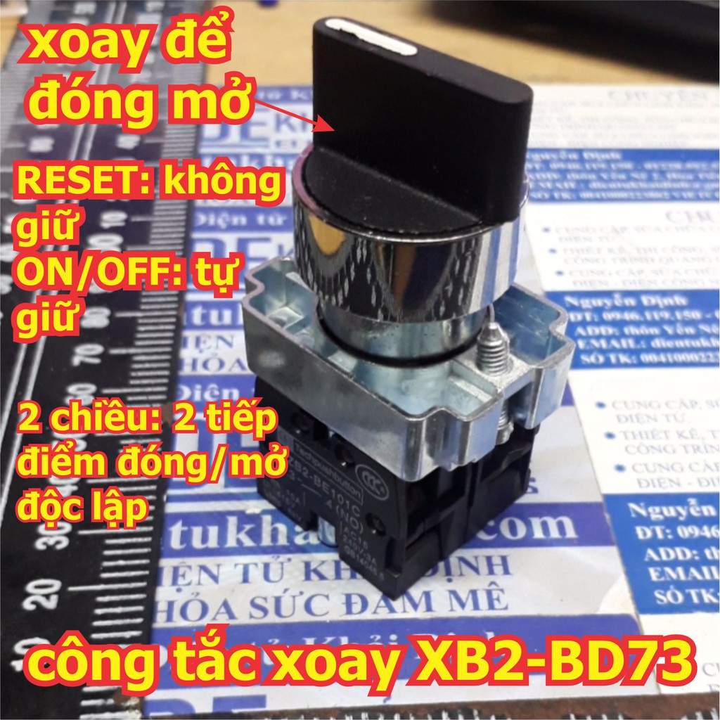 Công tắc xoay tủ điện 1 RESET, 1 ON/OFF , 2 thường mở, phi 22mm, XB2-BD73 kde5621