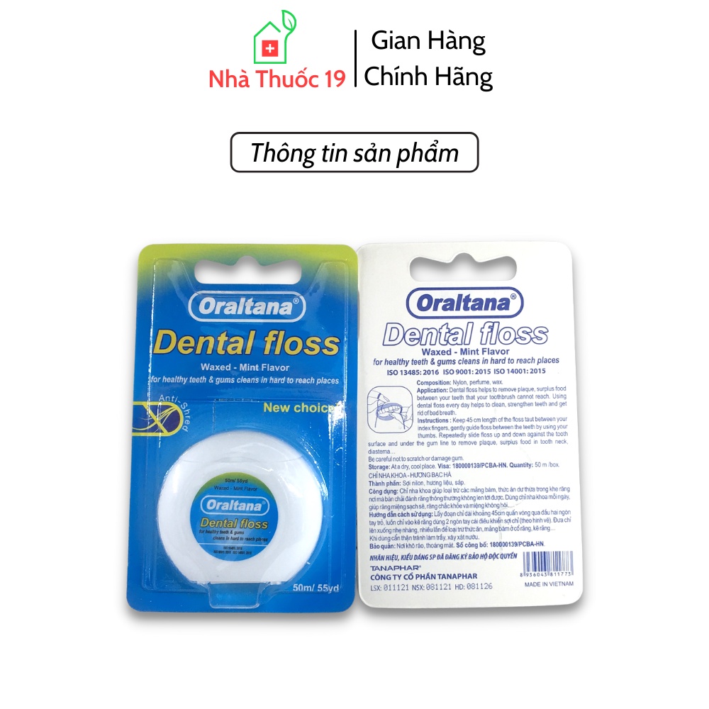 Chỉ Nha Khoa Oral Tana Dental Floss Cuộn dài 50m vị bạc hà Chính Hãng Đạt tiêu chuẩn xuất Nhật