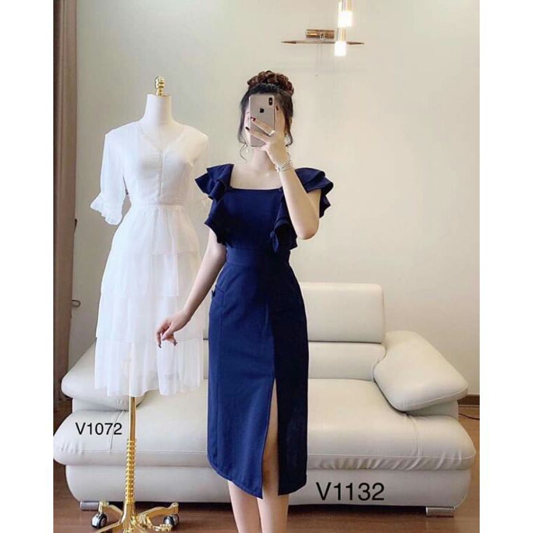 [ xả kho ] MiD Váy suông xanh tay bèo V1132 Mie Design kèm ảnh thật