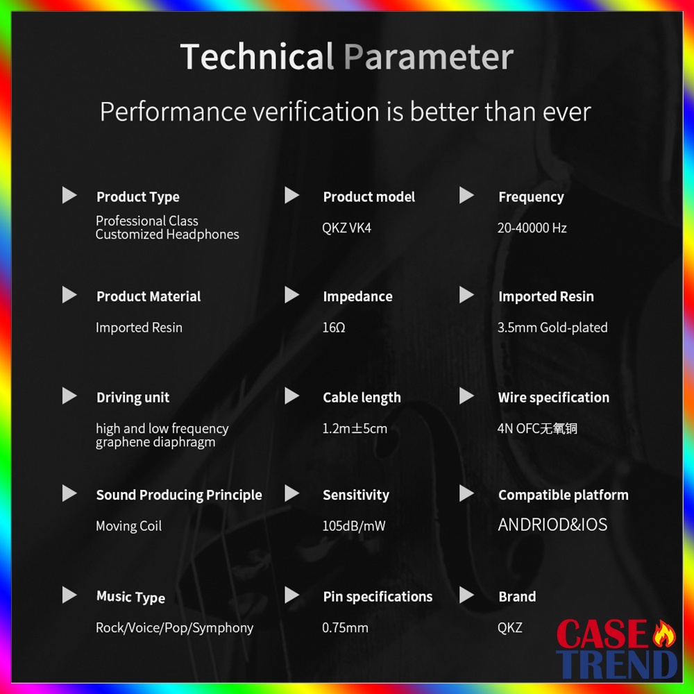 Tai nghe có Mic QKZ VK4 Dây Rời 1.2M Jack 3.5 Thích Hợp Nghe Nhạc Chơi Game Pubg FF Liên Quân Cho Điện Thoại