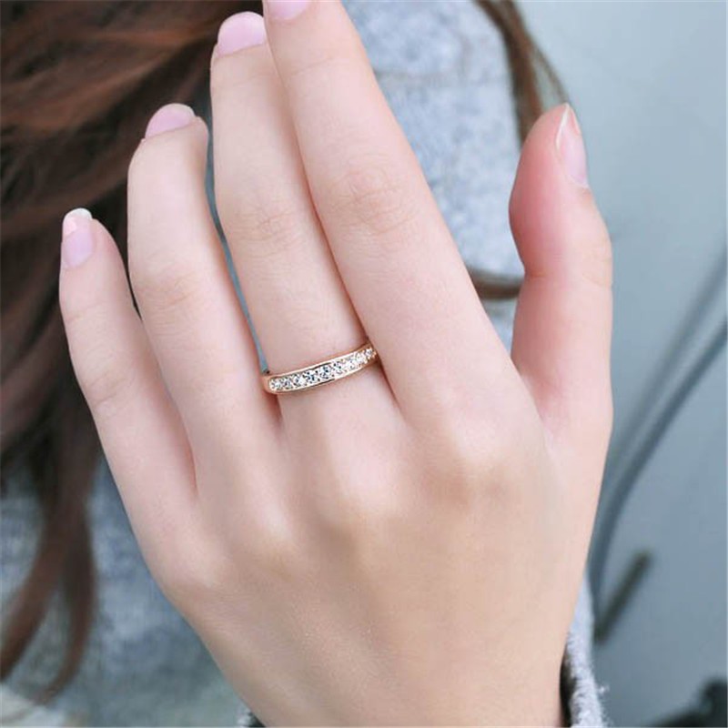 Nhẫn Mạ Vàng 18K Đính Đá Pha Lê Cho Cô Dâu