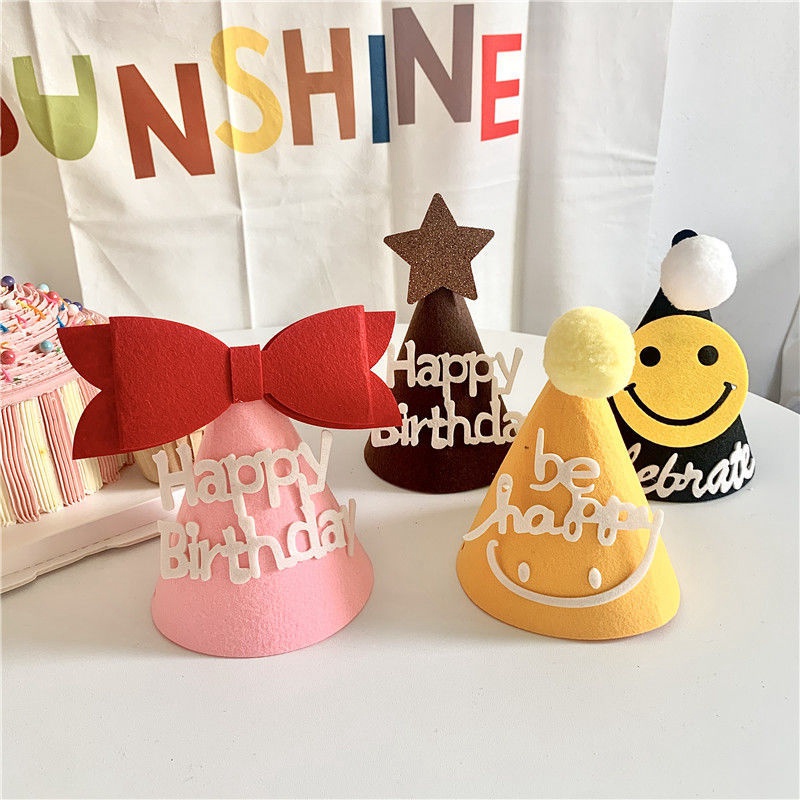 Mũ dự tiệc sinh nhật đính chữ Happy Birthday trang trí tiệc sáng tạo cho bé gái