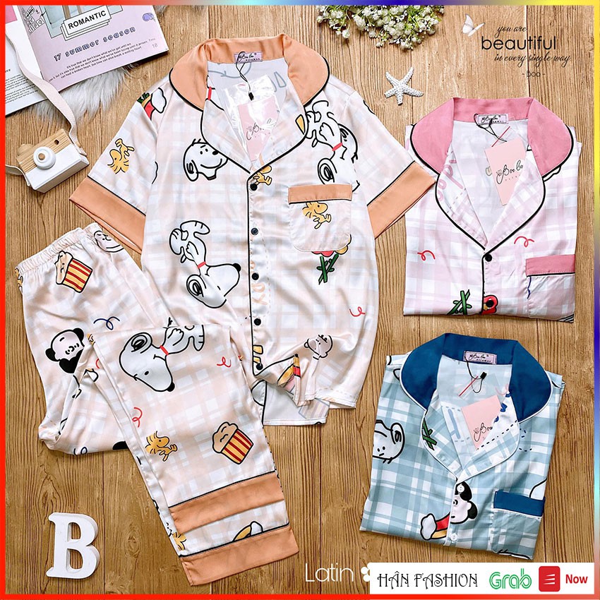 Đồ Ngủ Nữ – Bộ Ngủ Pijama Nữ Lụa Latin Cao Cấp - Tay Ngắn Quần Dài - Hoạt Hình | Hân Fashion | Ship Nhanh 2h | BigBuy360 - bigbuy360.vn