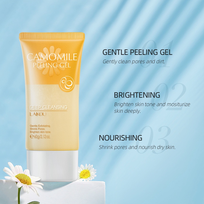 Gel tẩy tế bào chết Laikou chiết xuất hoa cúc la mã sạch da, căng mịn cấp ẩm- Hanayuki Asia