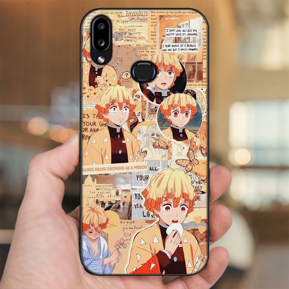 Ốp lưng Samsung A10S viền đen in hình Zenitsu Kimetsu no Yaiba