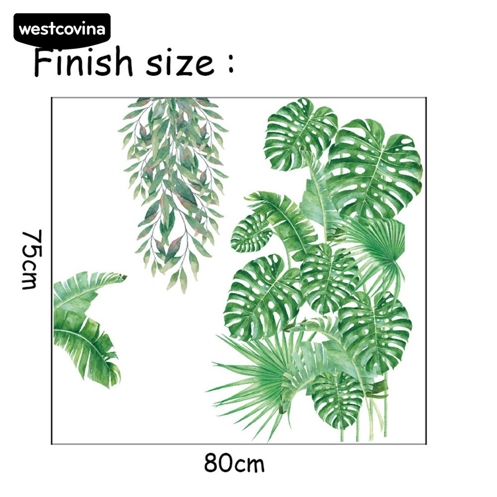 Miếng dán tường hình lá nhiệt đới cho trang trí tường TV nhà trẻ