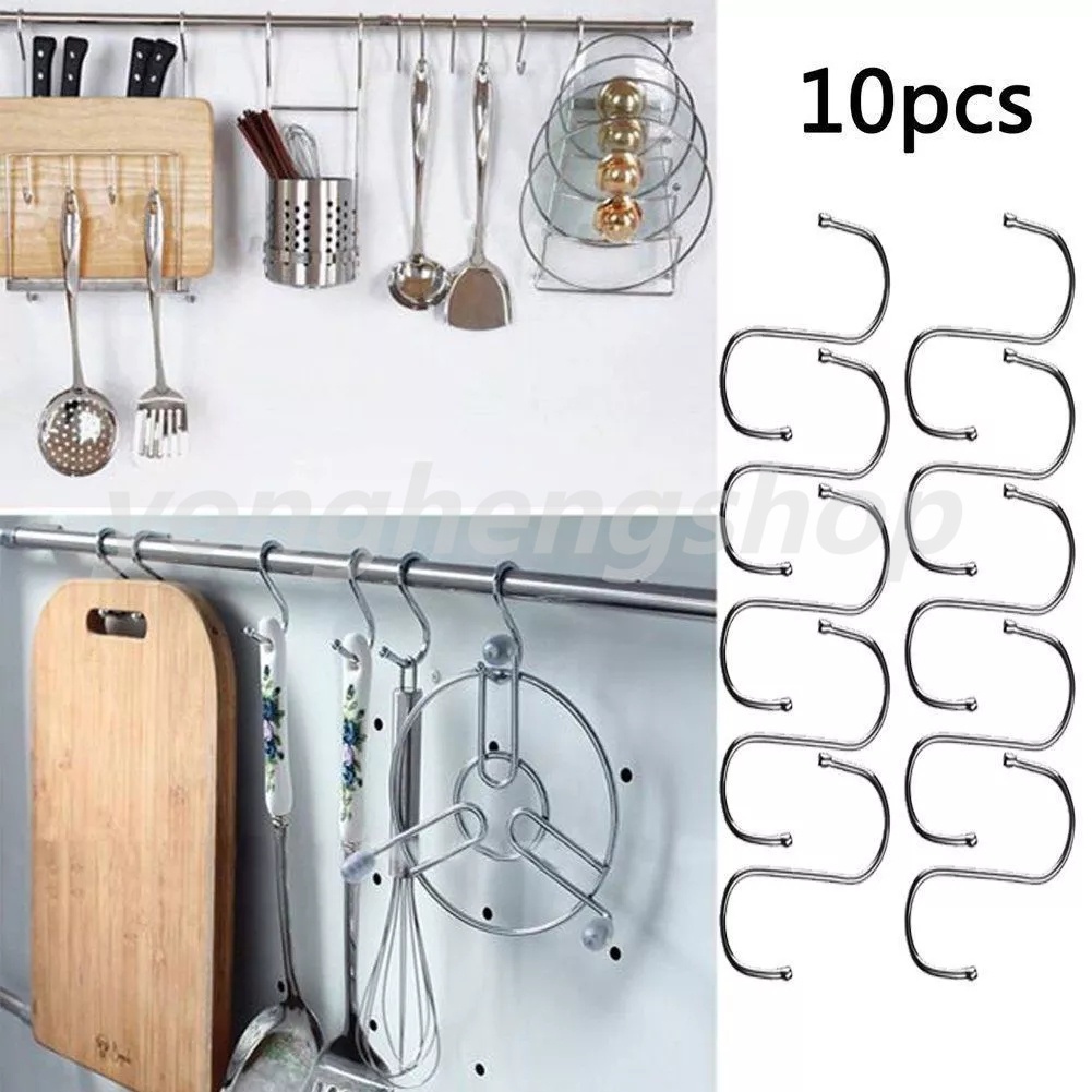 Set 10 móc treo đồ hình chữ S bằng thép không gỉ
