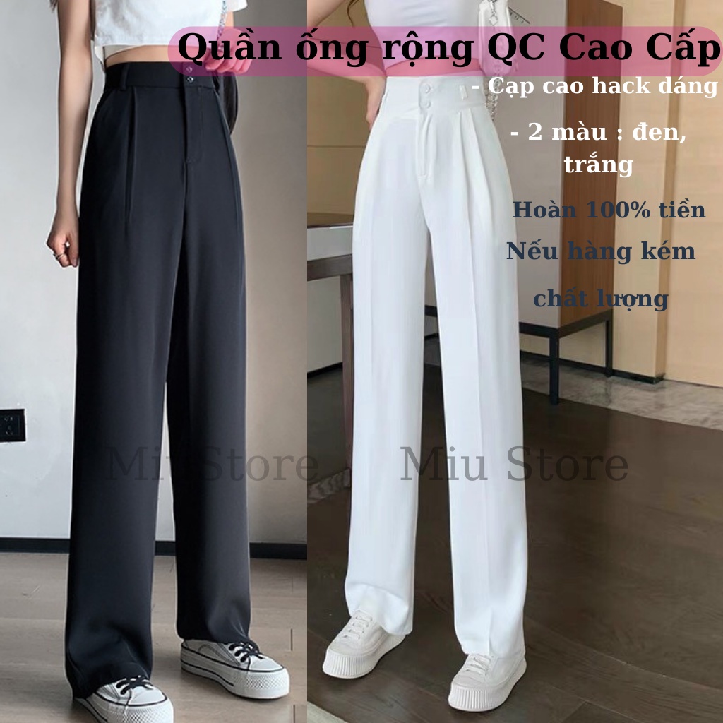 Quần Culottes Ống Rộng Lưng Cao 2 Khuy, Quần Vải Ống Suông Nữ Cạp Cao Vải Tuyết Mưa Vintex K0010_MiuStore_MiuStore