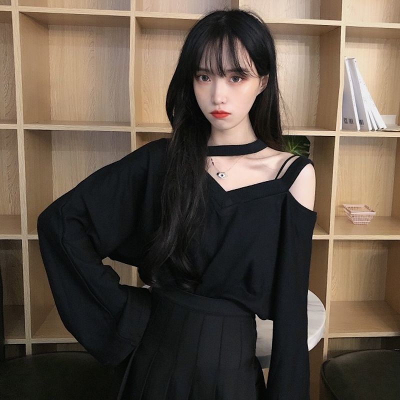 Áo Thun Khoét Vai Màu Trơn Phong Cách Hàn Quốc Thời Trang Mùa Hè Hàng Mới