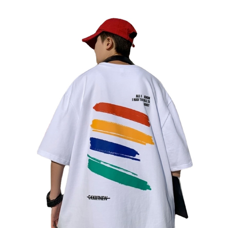 Áo Thun Tay Ngắn Dáng Rộng In Chữ Thời Trang Mùa Hè Phong Cách Hàn Quốc Cho Nam