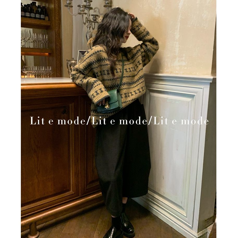 Korean Retro Knitted Sweater Women 2021 Spring And Autumn New Round Neck Long-Sleeved Shirt College Style | BigBuy360 - bigbuy360.vn
