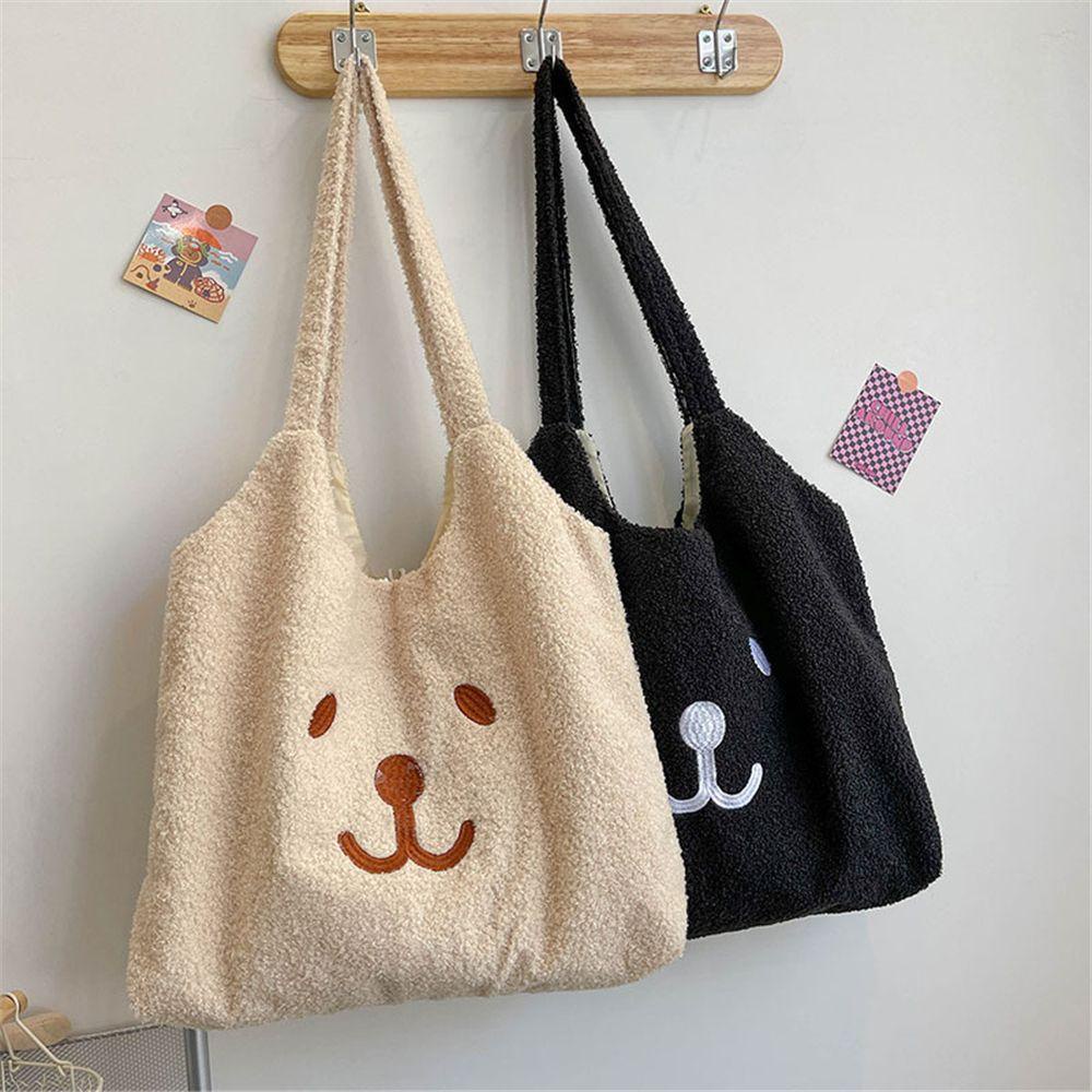 Túi Tote Đeo Vai Bằng Lông Mềm Mại Sức Chứa Lớn Phong Cách Châu Âu Cho Nữ