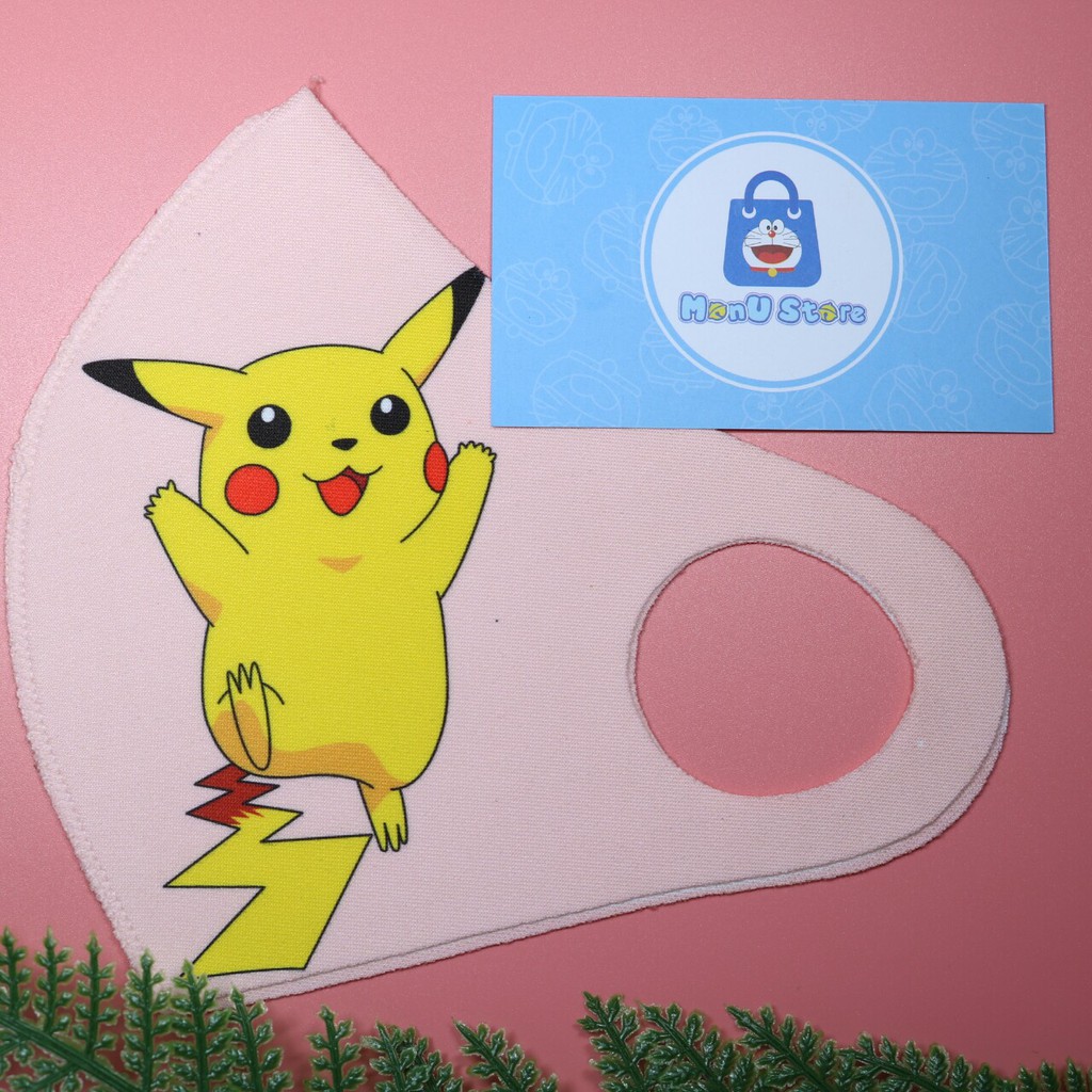 Khẩu trang vải su 3D hoạt hình PIKACHU dễ thương cute dành cho người lớn và em bé | BigBuy360 - bigbuy360.vn