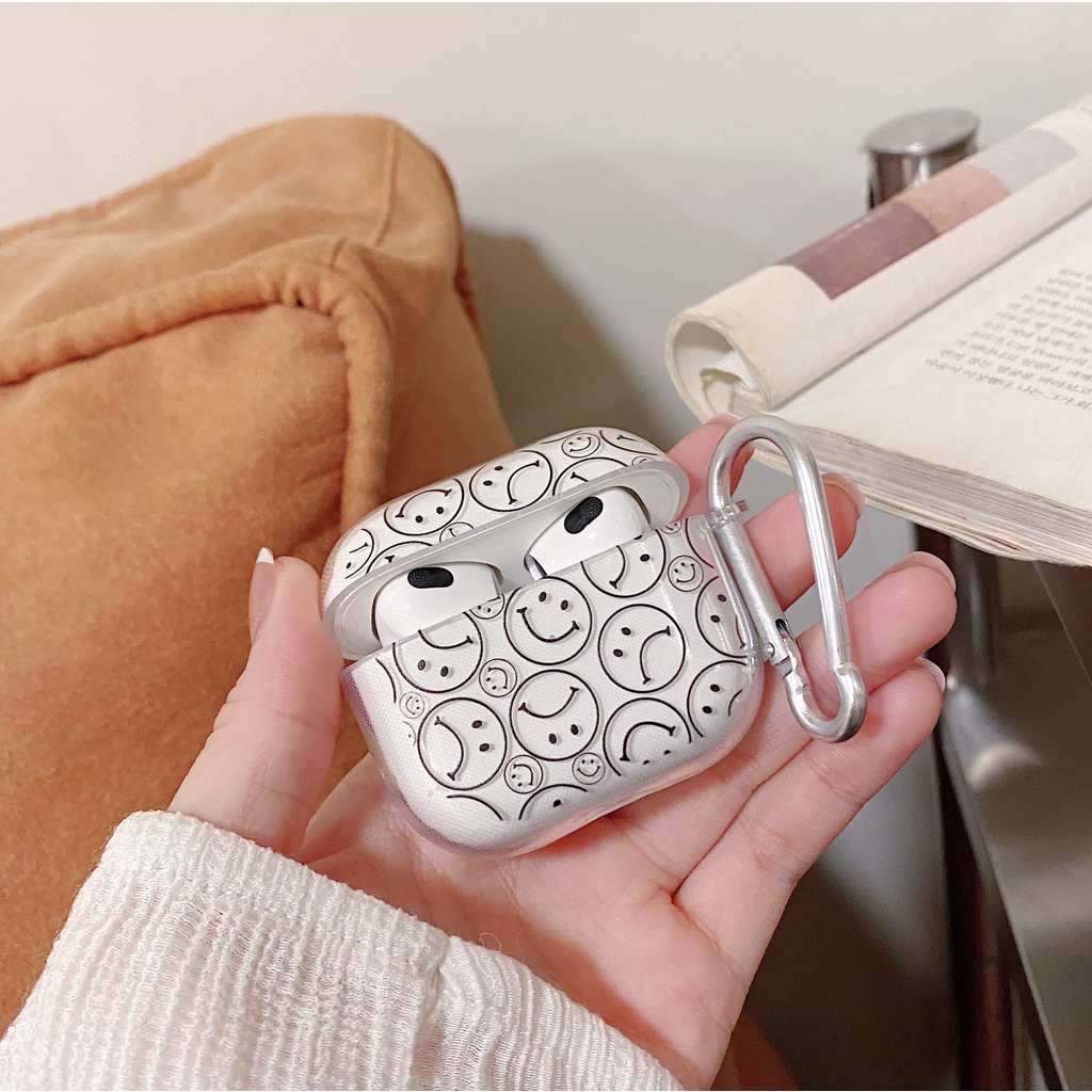Vỏ bảo vệ tai nghe bluetooth Airpods bằng Sillicone dẻo Airpods 2/pro NUTACASE - Mặt Cười Trắng Đen