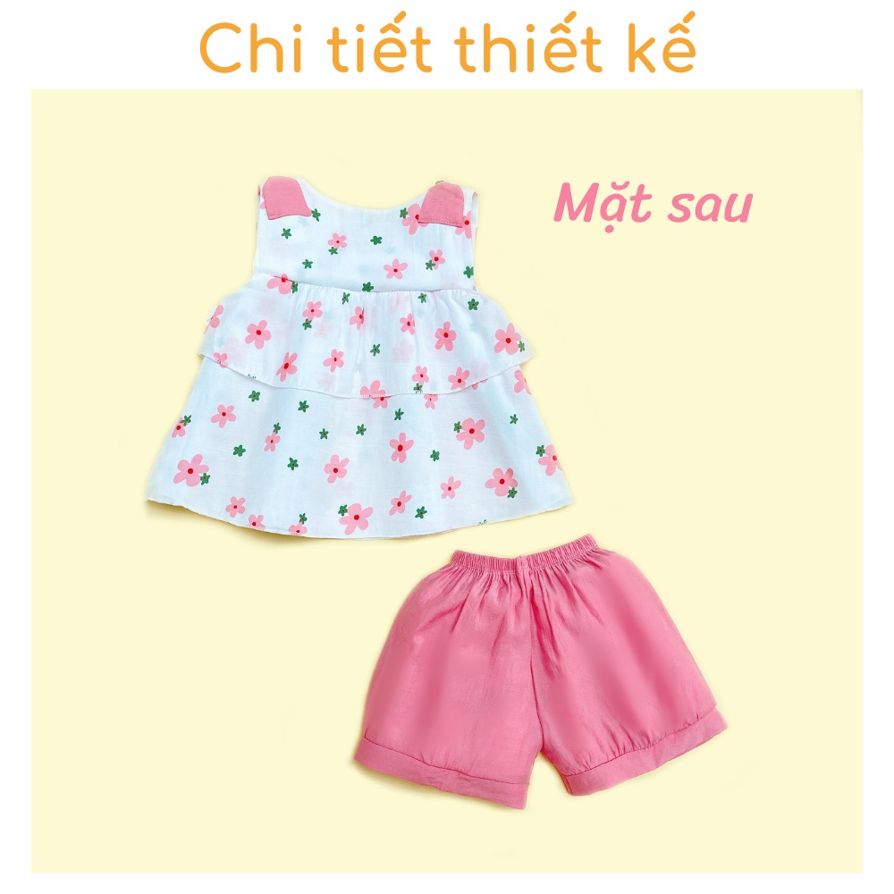 Bộ quần áo bé gái mùa hè chất đũi mềm thấm hút tốt, đồ bộ bé gái từ 1 tuổi đên 5 tuổi Luhana - GB03