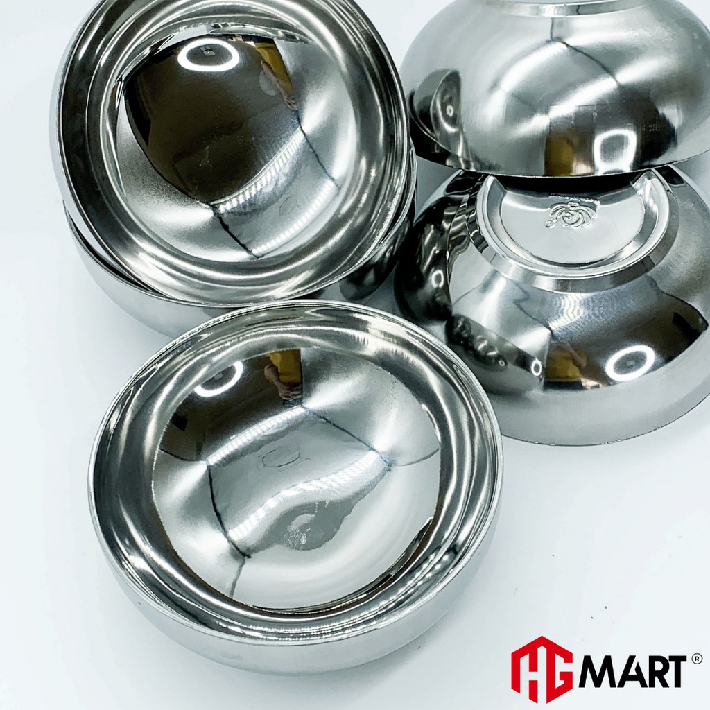 Bộ 5 Bát Trơn Inox cách nhiệt chống nóng thương hiệu HG Mart [Bảo hành 12 tháng]