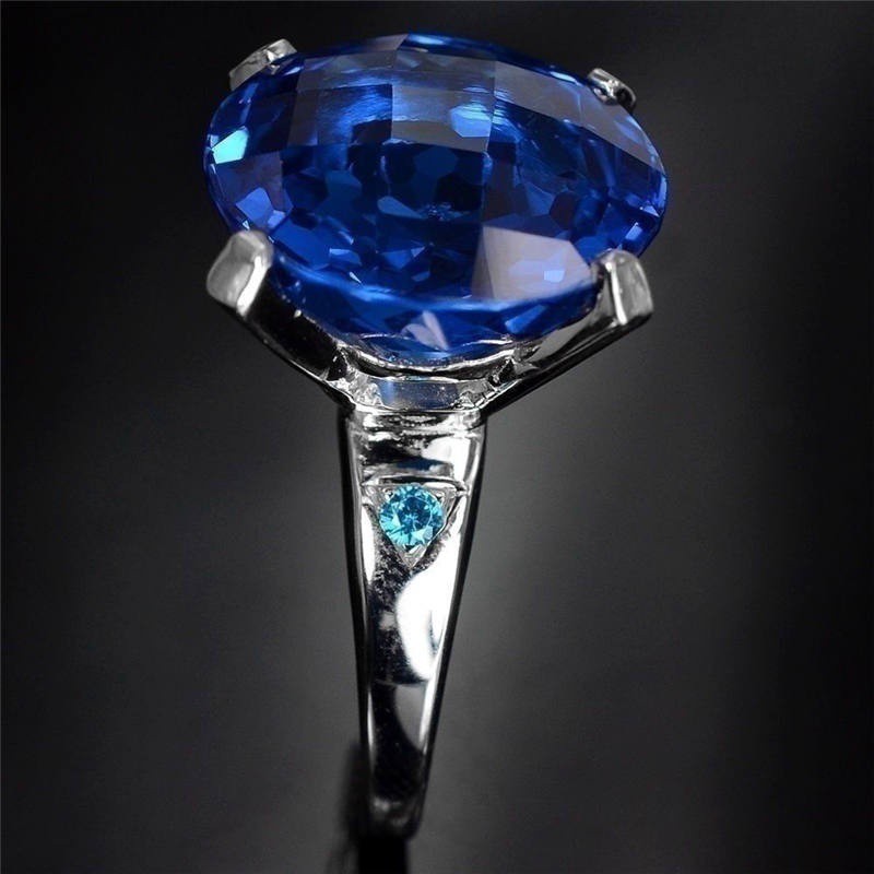 Nhẫn xi mạ bạc 925 đính đá Sapphire Sapphire