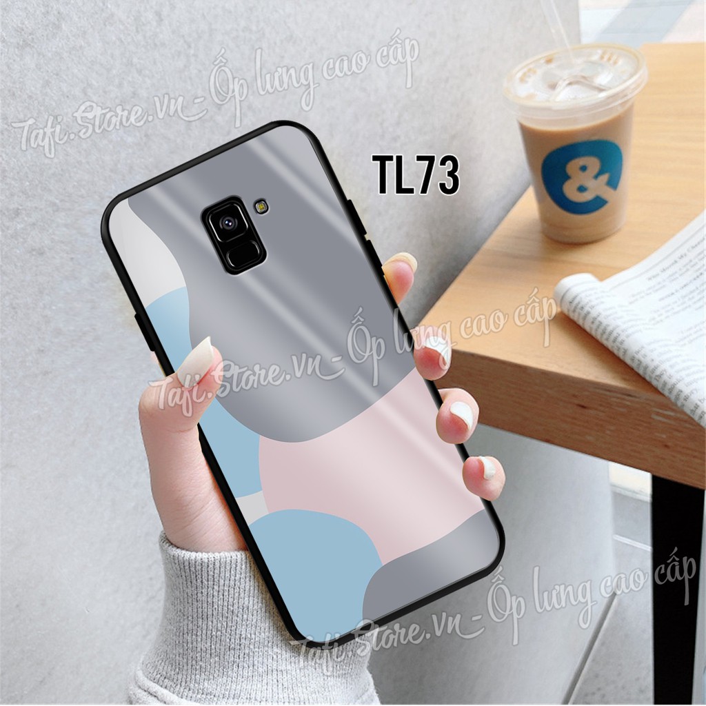 Ốp lưng Kính cao cấp Samsung A6/A6 plus/A8/A8 Plus viền dẻo in hình lá phong, logo iphone hợp mọi lứa tuổi, siêu sang.