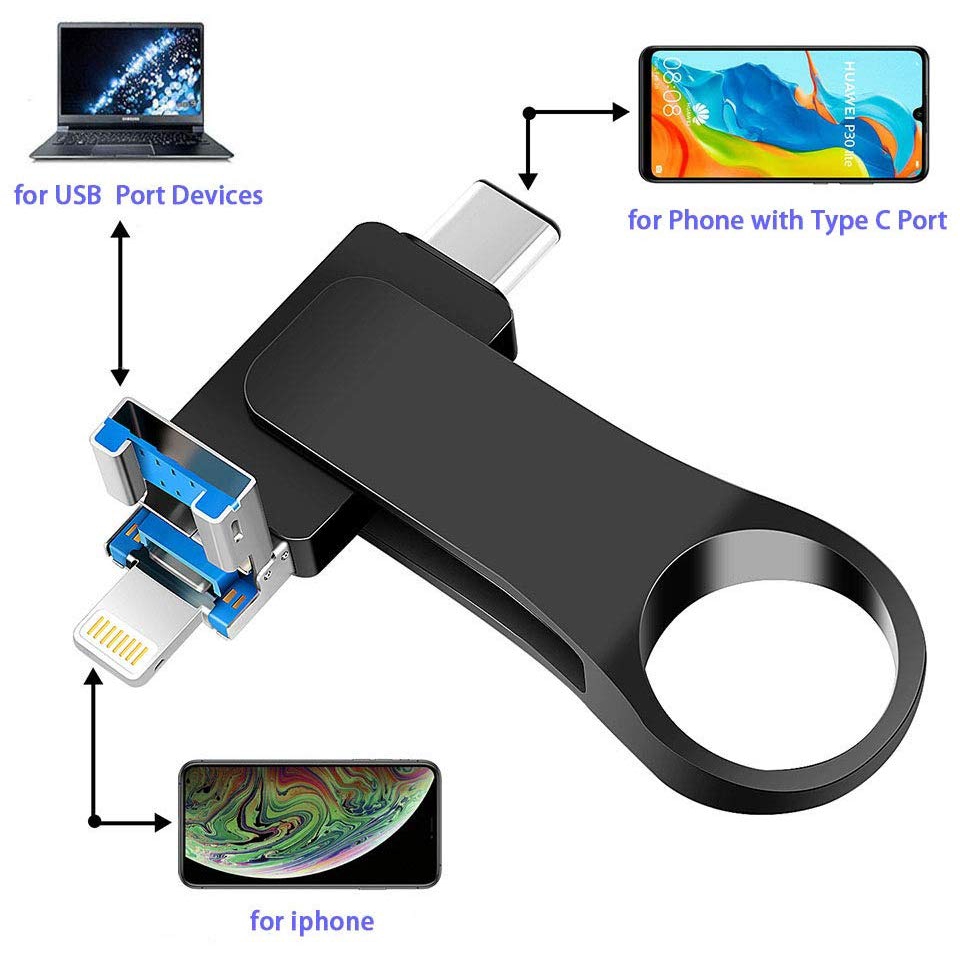 Ổ USB 3 trong 1 tích hợp giắc cắm Type C+Lightning+USB dung lượng 16GB 32GB 64GB 128GB chất lượng cao | BigBuy360 - bigbuy360.vn