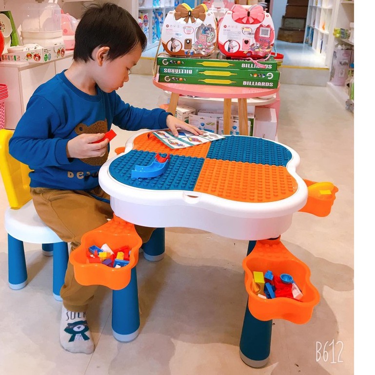 Bộ bàn lego đa năng hoa anh đào, ( GỒM , 1 BÀN 2 MẶT , 1 GHẾ , 1 BỘ LEGO 65 HOẶC 85 CHI TIẾT )