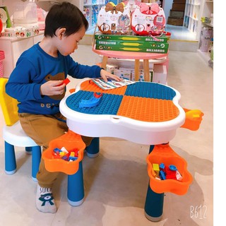 Bàn lego đa năng hoa anh đào, ( GỒM , 1 BÀN 2 MẶT , 1 GHẾ ,  1 BỘ LEGO 65 HOẶC 85 CHI TIẾT )