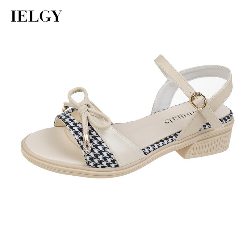 Giày sandal gót dày IELGY phong cách retro thời trang cho nữ