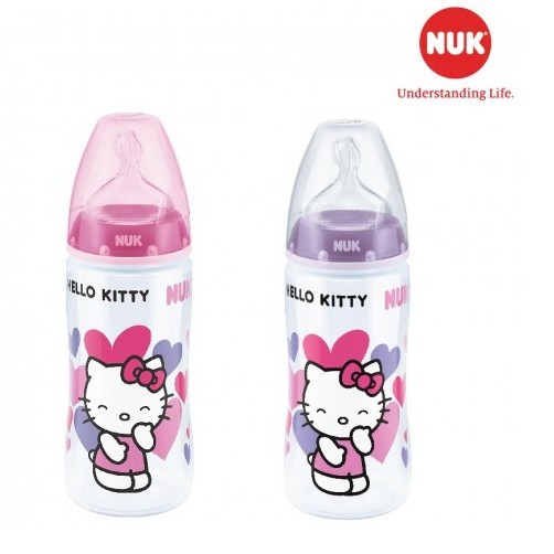 Bình sữa Nuk nhựa PP Hello Kitty 150-300ml silicone