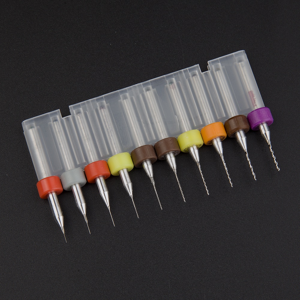 Set 10 Mũi Khoan PCB 0.1-3mm Bằng Hợp Kim Cứng Cho Bảng Mạch In CNC