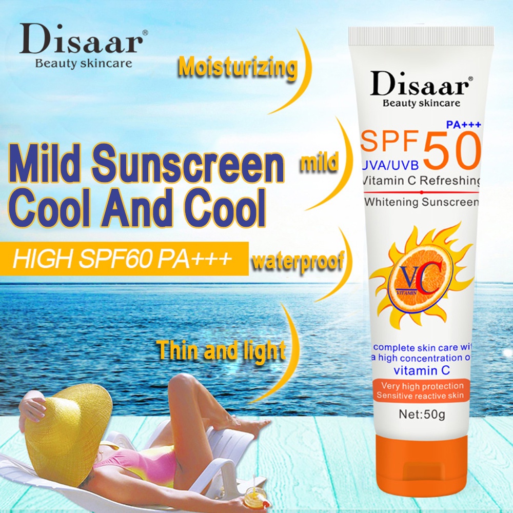 Disaar Intensive UV Sun Block Cream / Collagen Sunscreen / Natural Moist Sun CreamSPF 50+/60+ Facial Body Sunscreen Whitening Sunblock Cream Oil-Control Moisturizing Multi-effect Skin Cream -beauty