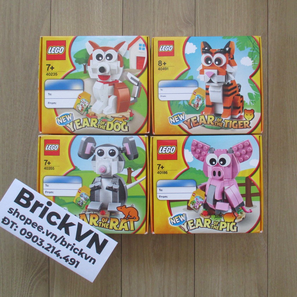 LEGO Tết 40235, 40186, 40355, 40491: Chó, Heo, Chuột, Hổ