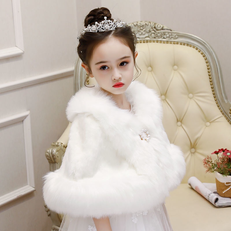 Áo choàng len dày phối lông thú kiểu công chúa mùa đông mới cho bé gái
 | BigBuy360 - bigbuy360.vn