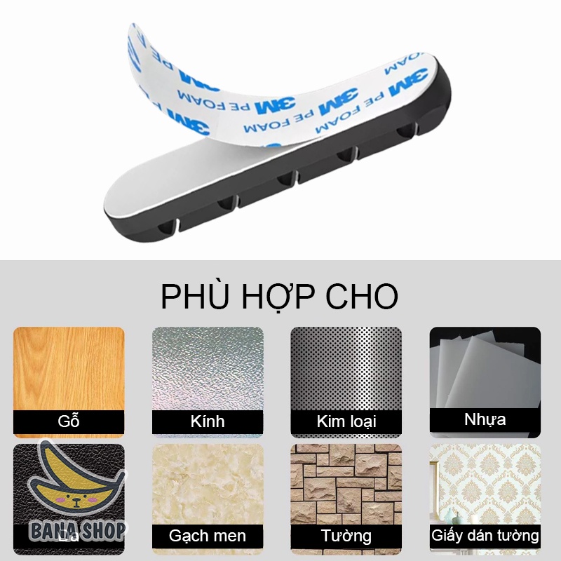 Đế dán / Kẹp giữ cố định chống rối dây cáp sạc điện thoại, tai nghe, dây phụ kiện đa năng