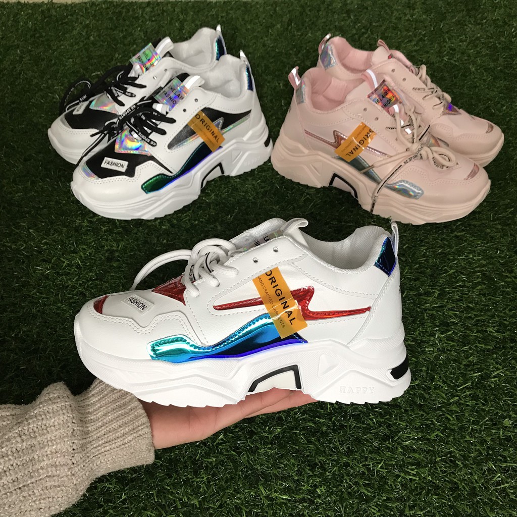 [Mã FAGREEN245 giảm 10% tối đa 30k đơn từ 99k] Giày thể thao nữ đế cao vạch phản quang ORN mới nhất 2020 HAPU ( 3 màu ) | BigBuy360 - bigbuy360.vn