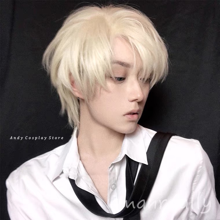 [CÓ SẴN] Tóc giả/ Wig teen nam vàng sáng Manreally
