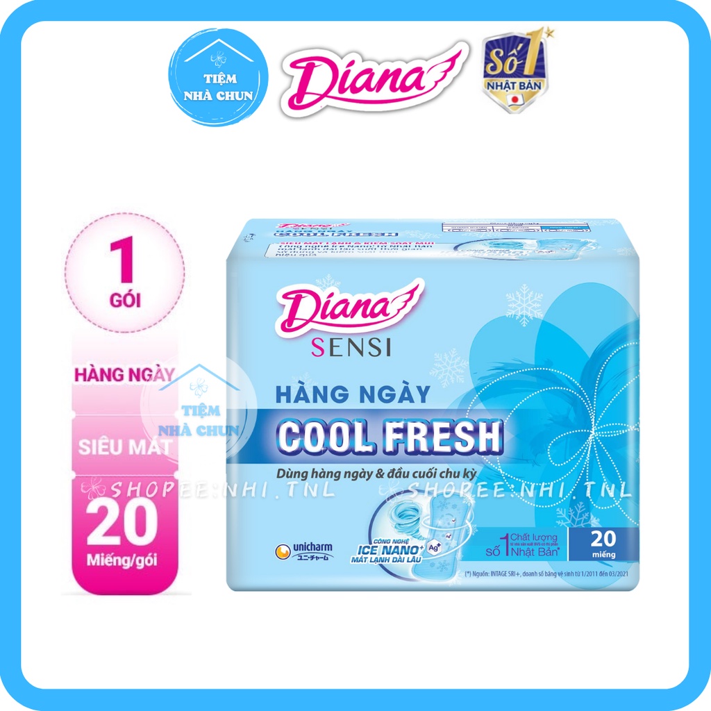 [BVS] Băng Vệ Sinh Hàng Ngày Diana Sensi Cool Fresh Gói 8 Miếng/ 20 Miếng/ Gói 40 Miếng