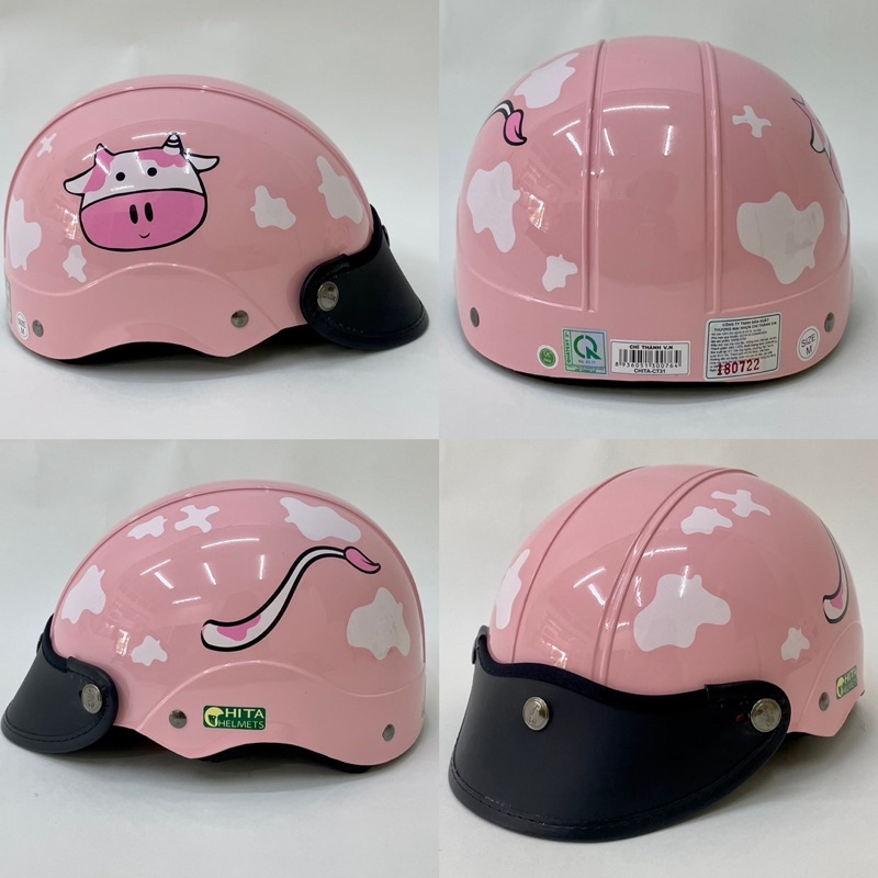 Mũ Bảo Hiểm 1/2 Đầu CHITA HELMETS CT31 Tem Bò Sữa