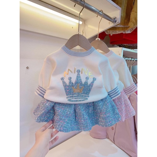 Set váy len chân váy dạ hàng QCCC cho bé gái