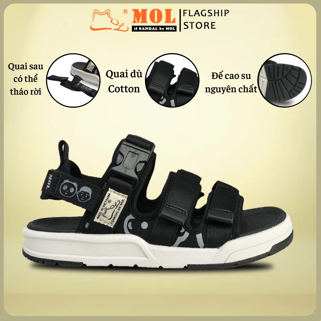 Giày Sandal MOL Nữ 3 Quai Ngang Quai Hậu Tháo Rời Êm Bền Phù Hợp Đi Học Đi Làm Đi Du Lịch Màu Cầu Vồng Mã MS1801