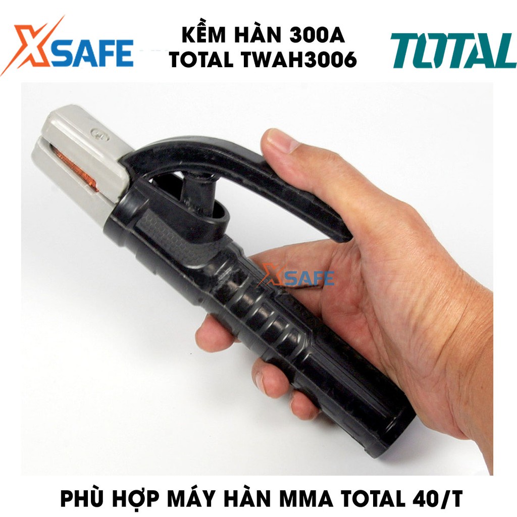 Kềm hàn 300A TOTAL TWAH3006 kiểu dáng mới Kềm hàn dòng điện định mức 300A, phù hợp sử dụng cho máy hàn MMA của Total